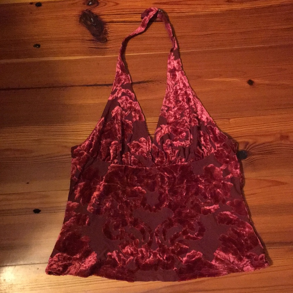 Bebe Red Velvet Halter Top